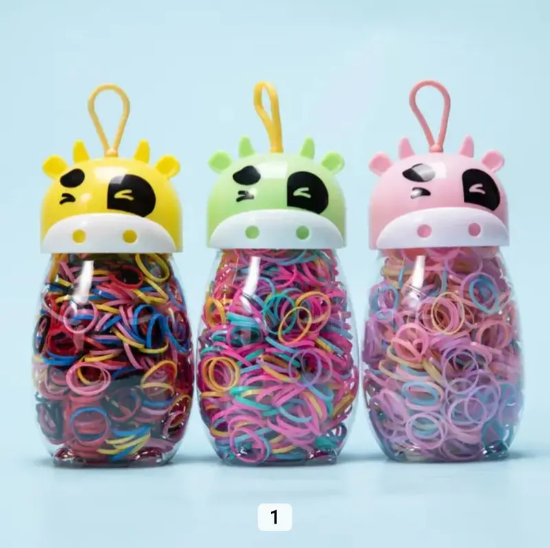 גומיות שיער מיני בבקבוק אחסון מעוצב