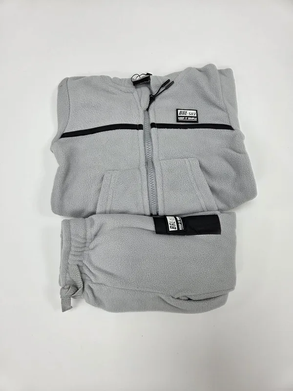 חליפת מיקרו פליז עם קפוצ';ון ורוכסן - בנים