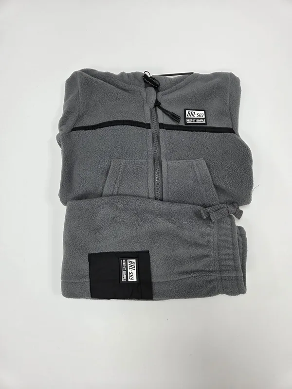 חליפת מיקרו פליז עם קפוצ';ון ורוכסן - בנים